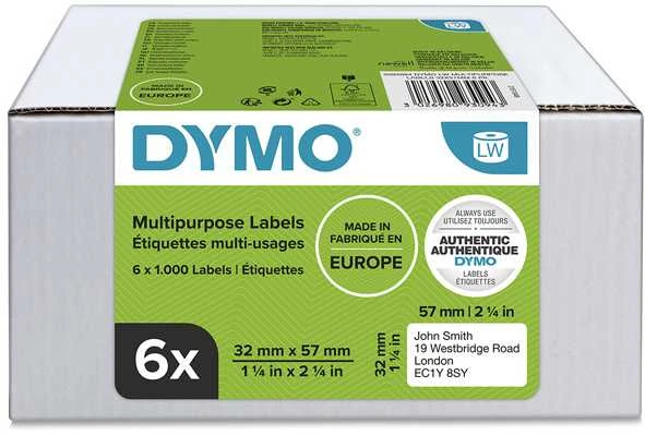 Dymo Dymo Universalios Etiketės 32 x 57 mm baltos 6x 1000 vnt.