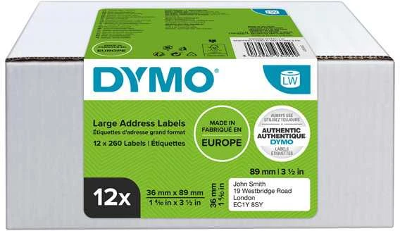 DYMO LW - Large Address Labels - 36 x 89 mm - S0722410 Permatomas Lipni spausdintuvo etiketė