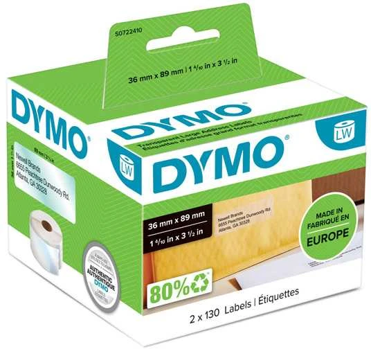 DYMO LW - Large Address Labels - 36 x 89 mm - S0722410 Permatomas Lipni spausdintuvo etiketė