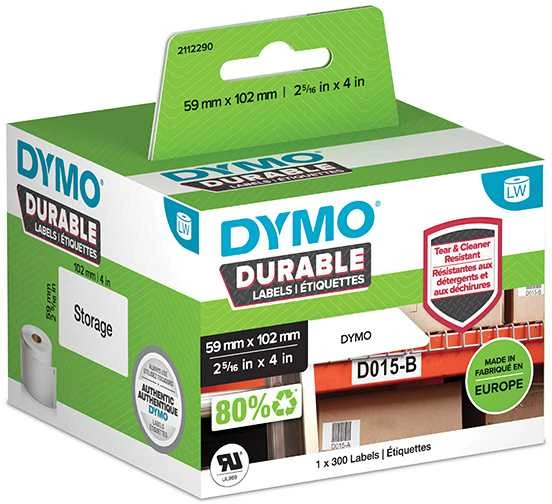 Etiketės DYMO LabelWriter Patvarus, 59mm x 102mm, 300vnt, baltos / 2112290