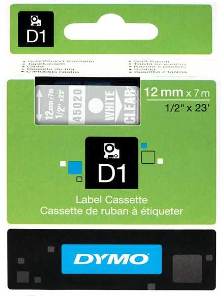 DYMO S0720600 D1 Juostelė 12mm x 7m (skaidri / baltas šifras)