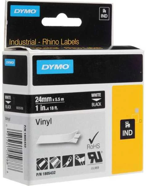 DYMO Rhino Vinilinė Juostelė 24mm x 5.5m / baltas ant juodas (1805432)