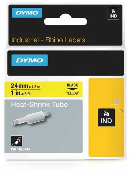 DYMO Rhino Termo vamzdelis 24mm x 1.5m / juodas ant geltonos (1805444)