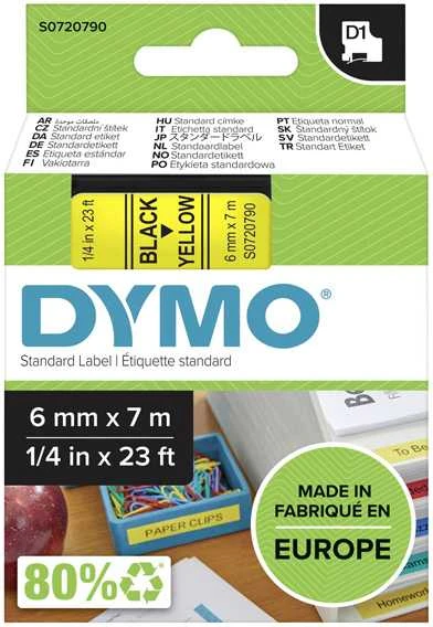 DYMO S0720790 D1 Juostelė 6mm x 7m (geltona / juodas šifras)