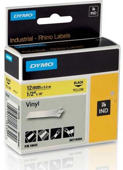 Dymo Vinilinė juostelė RHINO 12MMx5.5M, Geltona