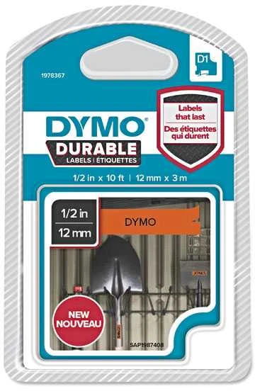 DYMO D1 Durable Juostelė 12mm x 3m / juodas ant oranžinės (1978367)