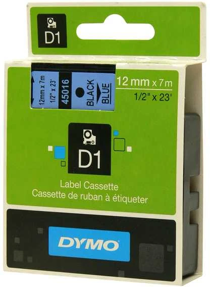 Juostelė DYMO D1 12mm x 7m, Juodai ant Mėlyno