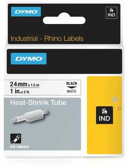 DYMO Rhino Professional, shrink tubing, 24mm, juodas text on baltas, 1.5m 1805443