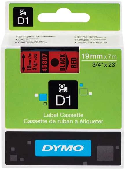 Juostelė DYMO D1 19mm. x 7m, Juodai ant Raudono