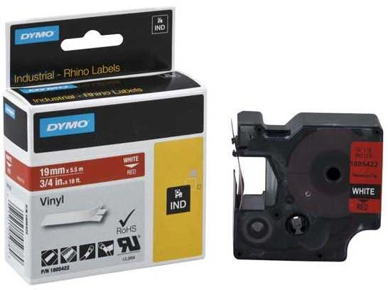 DYMO Rhino Vinilinė Juostelė 19mm x 5.5m / baltas ant raudonos (1805422)