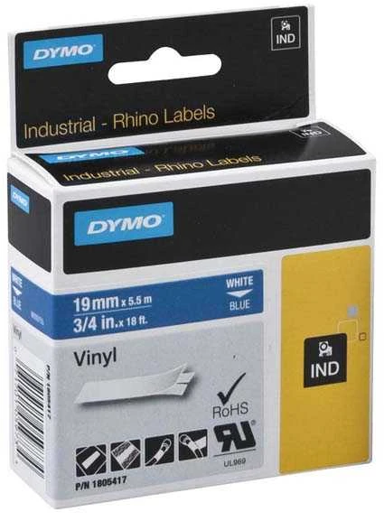 DYMO Rhino Professional, žymėjimo juosta, 19mm, baltas tekstas ant mėlynos juostos, 5,5 m DYMO / 1805417