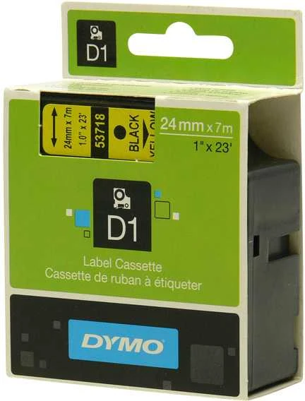 Juostelė DYMO D1 24mm x 7m, juoda ant geltono / S0720980 53718