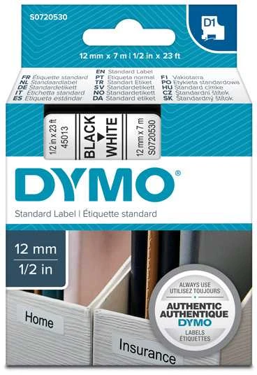 Juostelė DYMO D1 12mm x 7m, vinilinė, juoda ant balto / S0720530 45013