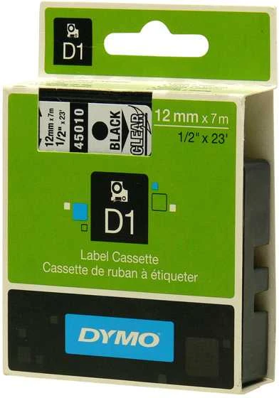 Juostelė DYMO D1 12mm x 7m, vinilinė, juoda ant permatomo / S0720500 45010