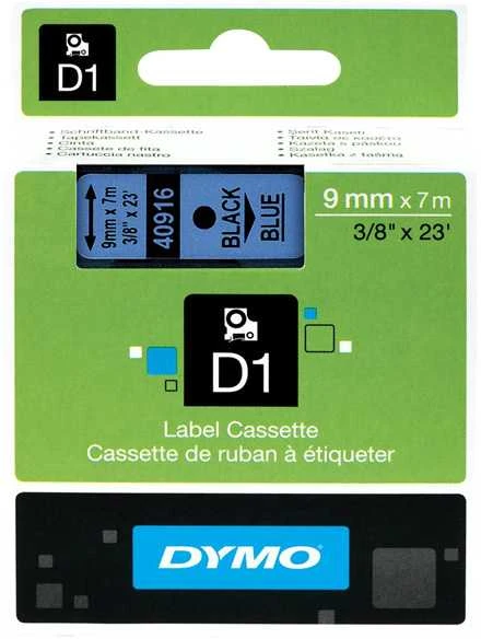 DYMO D1 Juostelė 9mm x 7m / juodas ant mėlynos (40916 / S0720710)