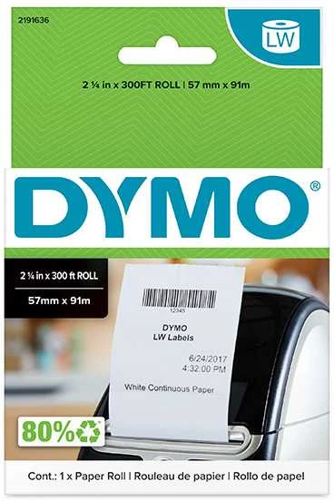 DYMO Ištisinės, nelipnios etiketės 57mm x 91m / (2191636)