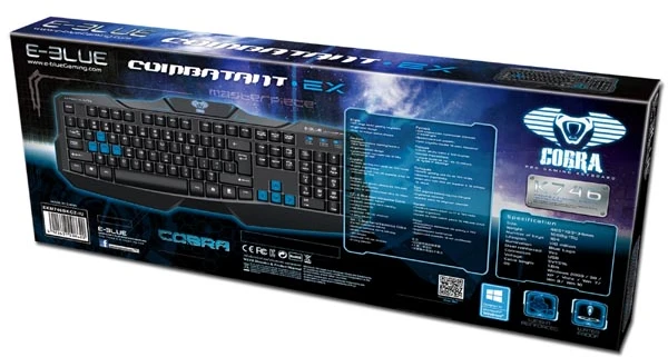 E-Blue E-Mėlyna E-mėlynas Cobra EKM746 klaviatūra su laidu (USB) CZ/SK, juoda, EOL