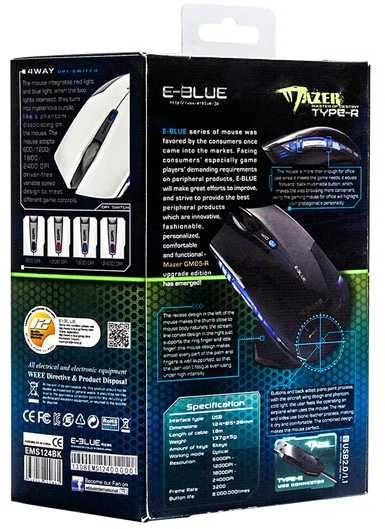 E-Blue E-Mėlyna Pelė E-Mėlyna Mazer R (EMS124BK)