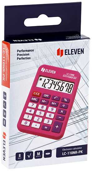 Eleven skaičiuotuvas LC-110NR-PK, rožinis, kišeninio dydžio, 8 vietų
