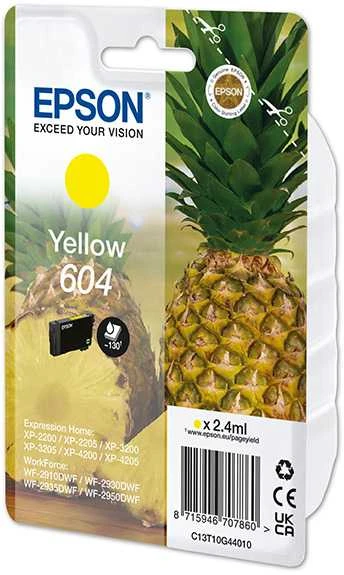 Rašalo Kasetė - Epson Ink 604 C13T10G44010, Išeiga Iki 350 Puslapių, Geltona