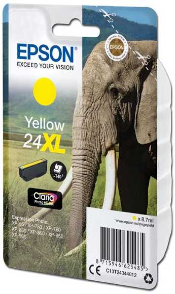 Epson No.24 XL (C13T24344012), geltona kasetė