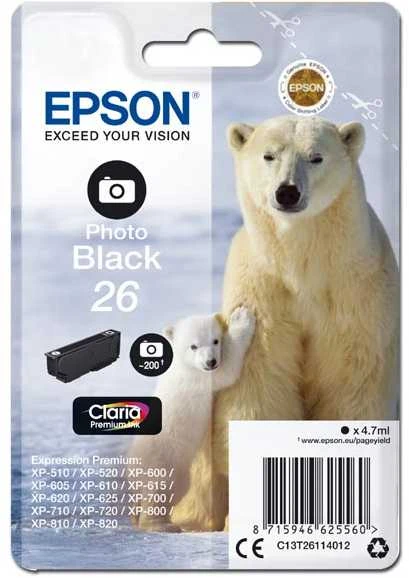 Epson Polar bear C13T26114012 rašalo kasetė Originalus Foto juoda 1 vnt