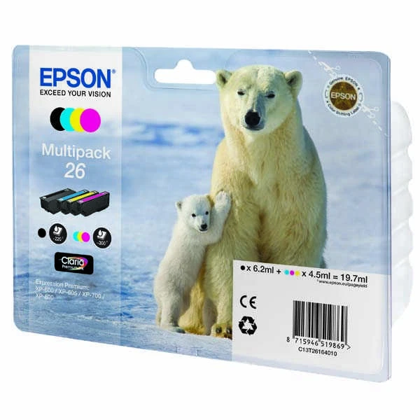 Epson C13T26164020 (cyan, magenta, yellow, juodas)