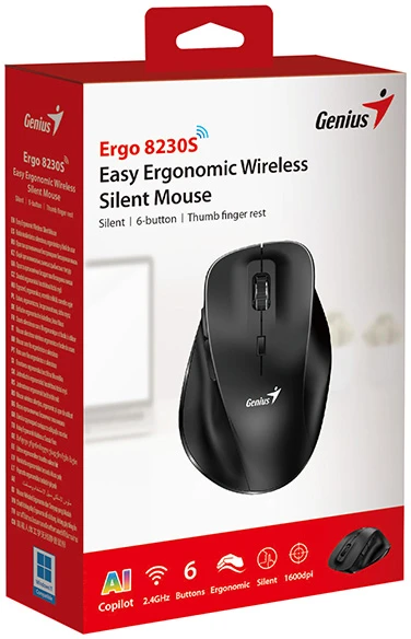 Genius Ergo 8230S Bevielė pelė, juoda, 1600DPI