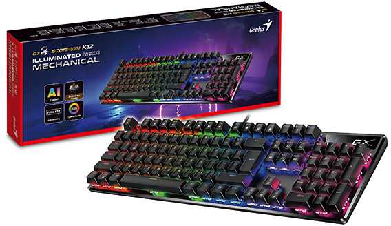 Genius GX Gaming Scorpion K12 Copilot klaviatūra su laidu (USB) CZ/SK, juoda mechaninė