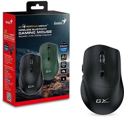 GENIUS žaidimų pelė Scorpion M8100, belaidė, juoda