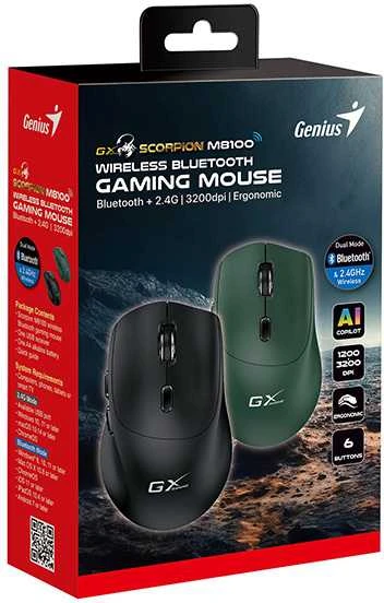 GENIUS žaidimų pelė Scorpion M8100, belaidė, žalia