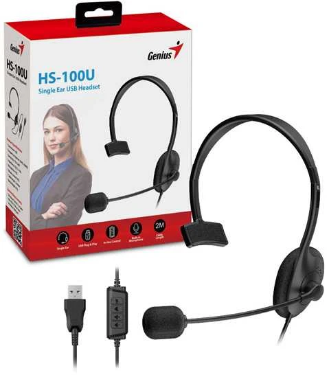 Genius HS-100U laidinės ausinės su USB jungtimi rinkinys