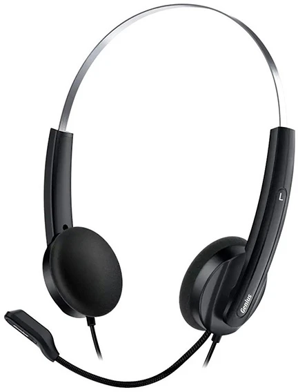 Genius HS-220U AI ausinės su mikrofonu, przewodowa, juoda, 2.0, Na głowę, USB