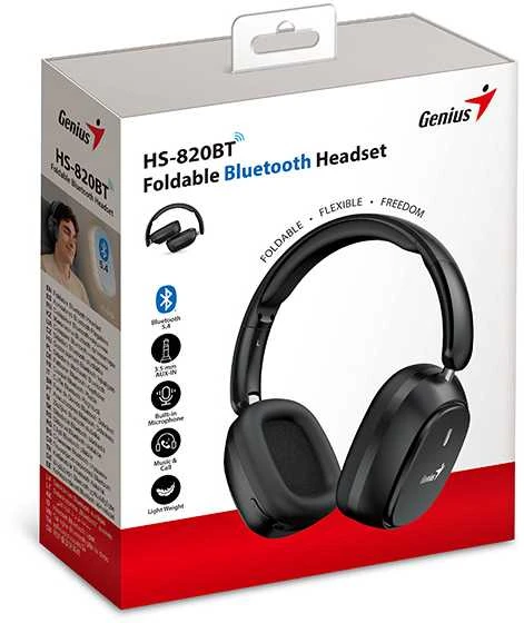 Genius HS-820BT ausinės su mikrofonu, bezprzewodowa, juoda, bluetooth