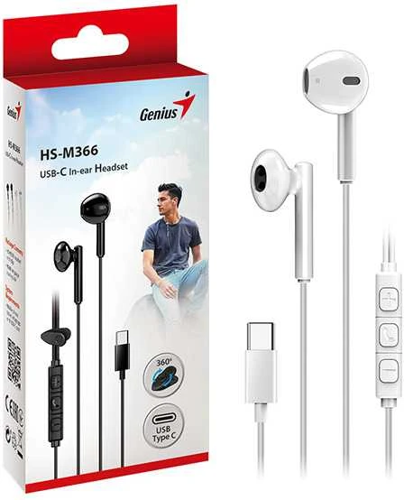 GENIUS ausinės HS-M366, mikrofonas, USB-C, baltos