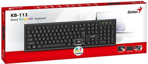 Genius KB-113 COPILOT klaviatūra su laidu (USB) CZ/SK, juoda
