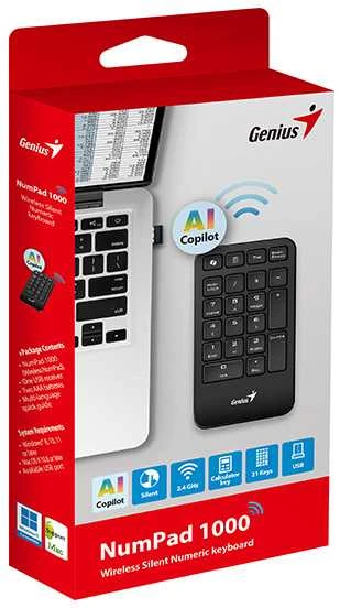 Genius NumPad 1000 COPILOT klaviatūra numeryczna belaidė juoda