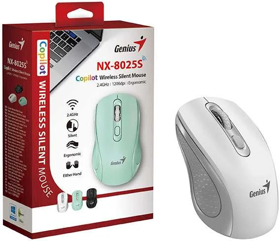 Pelė Genius Myś NX-8025S, Belaidė, balta ir-pilka