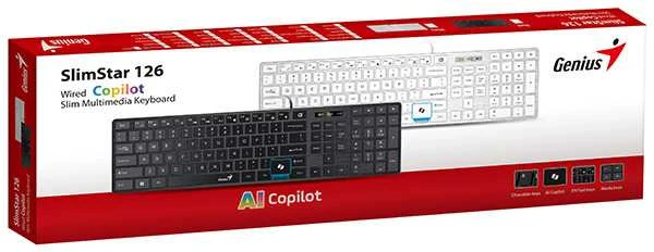 Genius SlimStar 126 COPILOT klaviatūra su laidu (USB) CZ/SK, balta