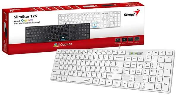 Genius SlimStar 126 COPILOT klaviatūra su laidu (USB) CZ/SK, balta