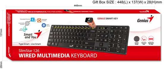 Genius SlimStar 126 COPILOT klaviatūra su laidu (USB) CZ/SK, juoda