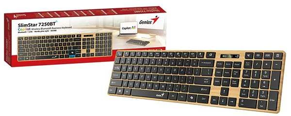 GENIUS Slimstar 7250BT klaviatūra, membraninė, belaidė, smėlio-juodos spalvos