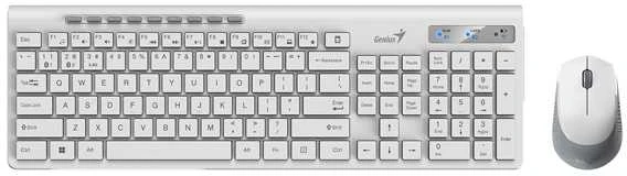 Genius SlimStar 8230 komplektas belaidė klaviatūra CZ/SK, balta su belaidė optinė pelė, 1x AA, 1x AA, classic, Dual-Mo