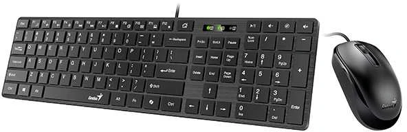 Genius SlimStar C126 COPILOT komplektas klaviatūra su laidu (USB) CZ/SK, juoda su optyczną myszką, niski profil