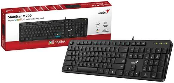 Genius Slimstar M200 Copilot klaviatūra su laidu (USB) CZ/SK, juoda
