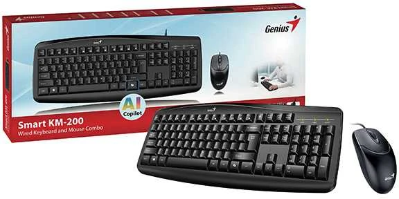 Genius Smart KM-200 Copilot komplektas klaviatūra su laidu (USB) CZ/SK, juoda su laidine optine pele