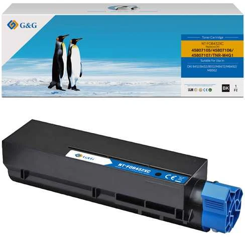 Suderinama G&G juodųjų dažų kasetė 45807106 (NT-FOB432XC)