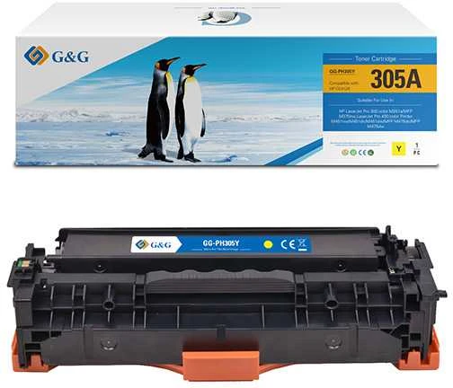 Toneris G&G G&G suderinamas su CE412A, geltona, 2600, NT-PH305Y (CE412A), HP 305A, HP Color LaserJet Pro M375NW, Pro M475DN, M451dn,