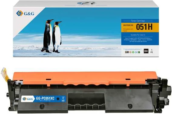 Su G&G suderinami dažai su Canon CRG051H, NT-PC051XC, juodi, 4100s, didelės talpos