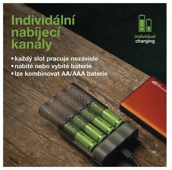 GP Baterija Charger M451 with 4x AA Rechargable batteries, 2700 mAh, 1.2V, Juodas EU